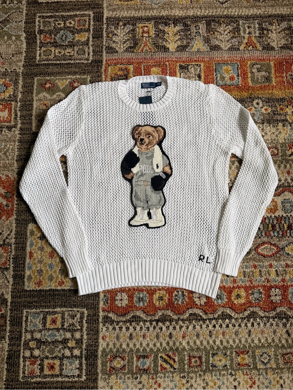 Polo by Ralph Lauren White Bear Appliqué Crewneck Sweater